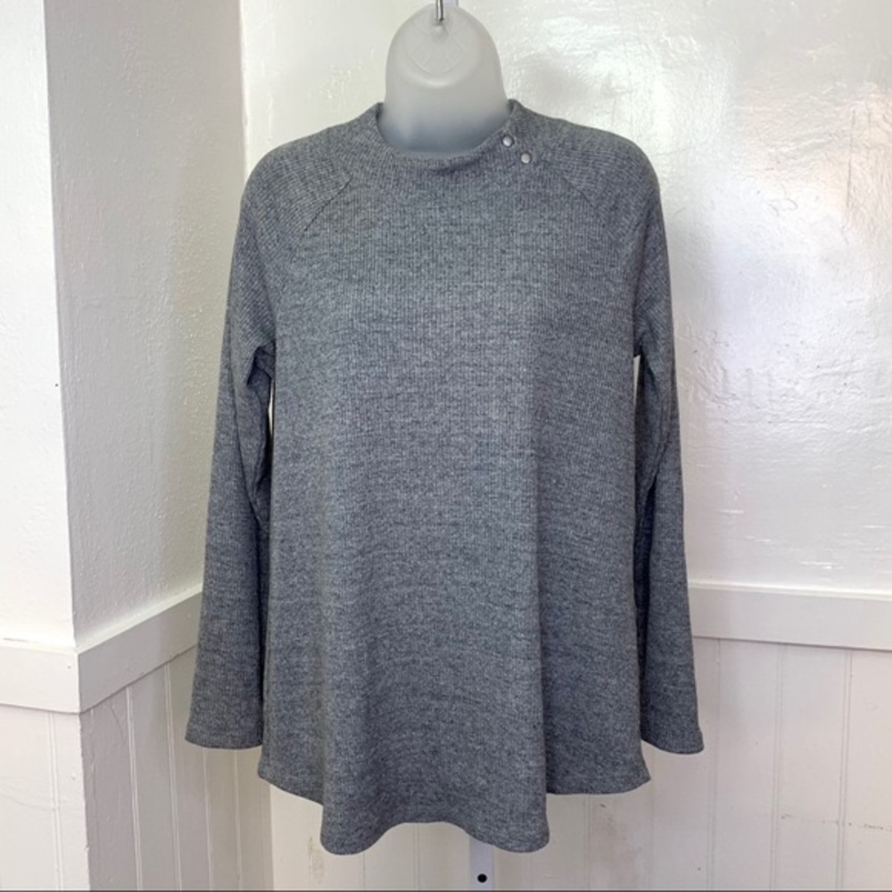 J. Jill Grey Ribbed Cotton Textured Sweater | S